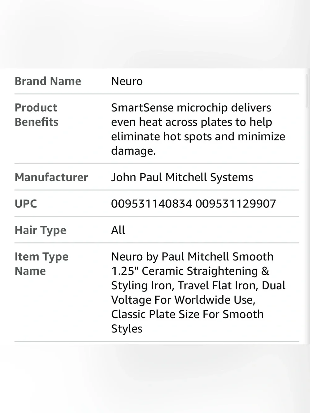$155. Neuro by Paul Mitchell Smooth 1.25 Ceramic Straightening Iron New open box